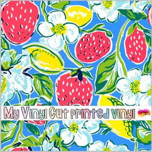 Printed Vinyl & HTV Preppy Fruit K Pattern 12 x 12 inch sheet