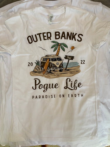 T Shirt Outer Banks White or Gray Cotton Ladies