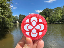 Load image into Gallery viewer, Sorority Insignia Pin Back Button Infinity Rose Alpha Omicron Pi AOP AOPi