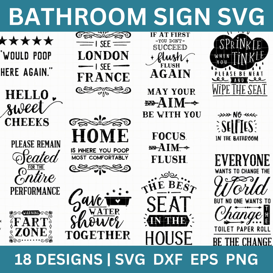 Bathroom Sign SVG Bundle