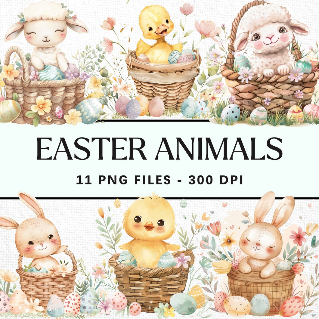Easter Bunny Clip Art Sublimation Bundle Digital Download