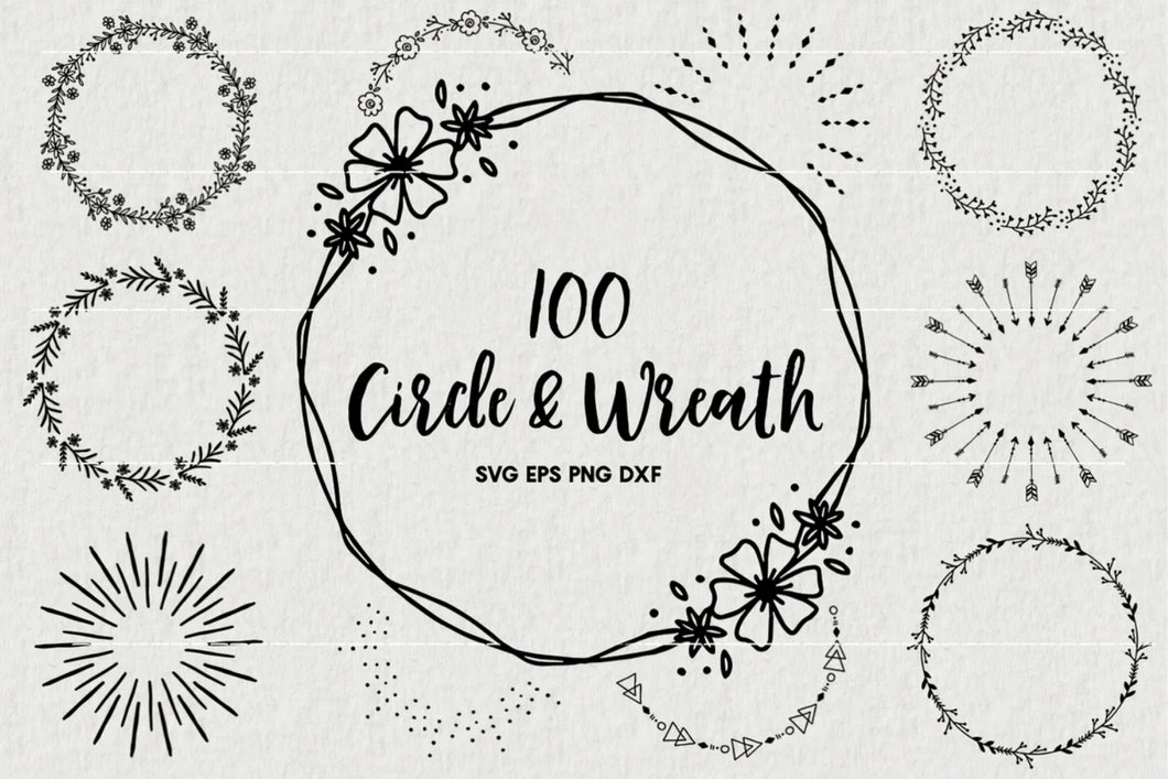 Circle Wreath Illustration SVG Bundle