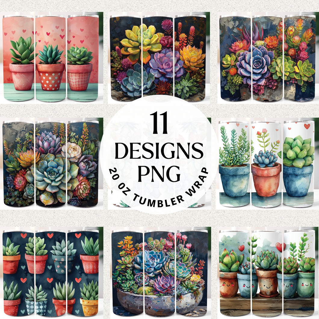 Succulent 20 oz Tumbler Bundle Digital Download