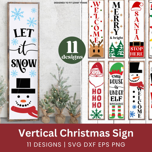 Christmas Vertical Porch Sign SVG Bundle