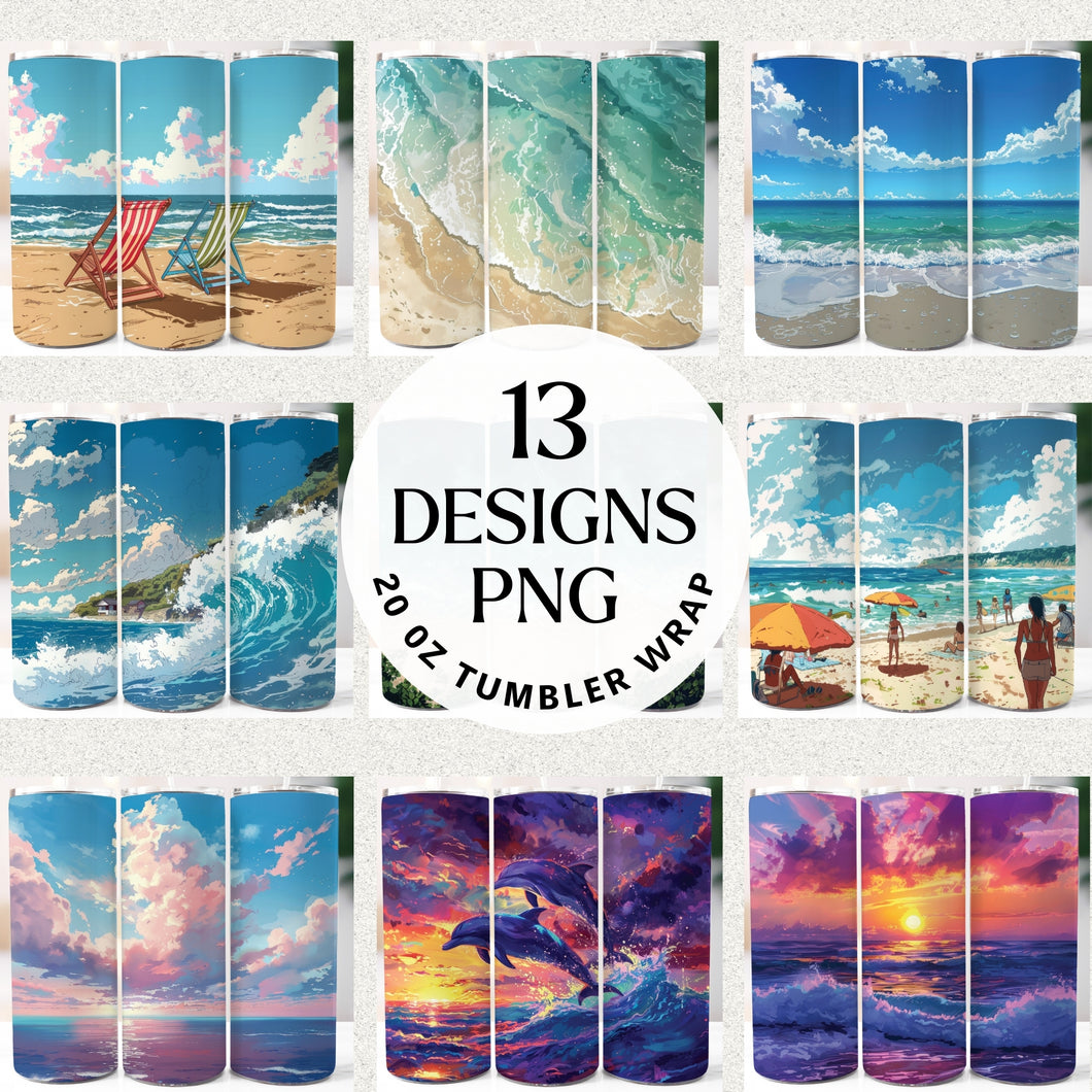 Beach 20 oz Tumbler Bundle Digital Download