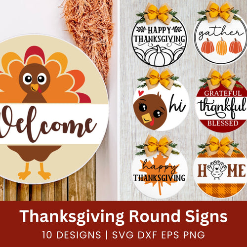Thanksgiving Round Sign SVG Bundle
