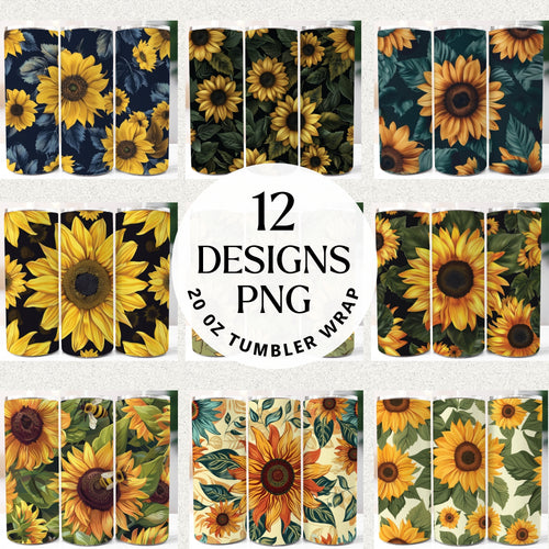 Sunflowers 20 oz Tumbler Bundle Digital Download