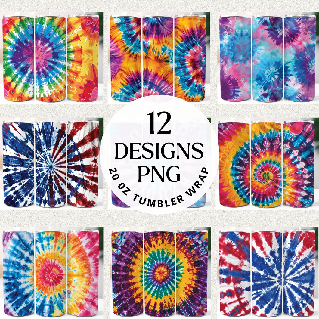 Tie Dye 20 oz Tumbler Bundle Digital Download