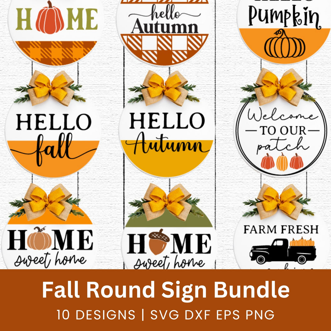 Fall Round Sign SVG Bundle