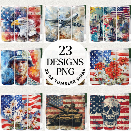 Patriotic 20 oz Tumbler Wrap Bundle Digital Download