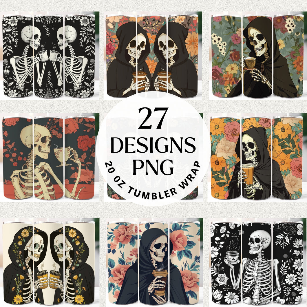 Skeleton Coffee 20 oz Tumbler Bundle Digital Download