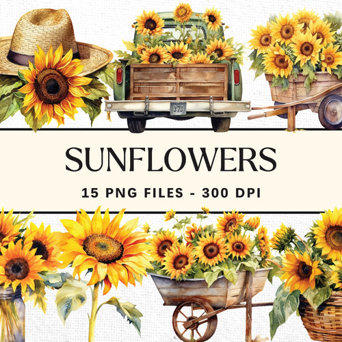 Sunflower Watercolor Sublimation Bundle