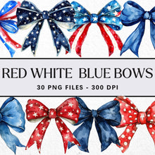 Load image into Gallery viewer, Red White Blue Bow Sublimation Digital Download