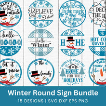 Load image into Gallery viewer, Christmas Winter Round Sign SVG Bundle