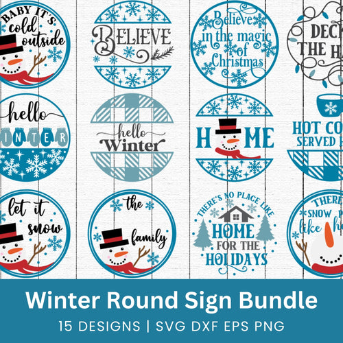 Christmas Winter Round Sign SVG Bundle
