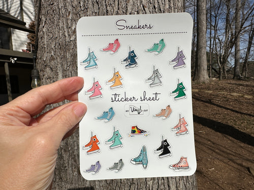 Sticker Sheet | Set 10 | planner stickers | Sneakers | 5 x 7 inch sheet | permanent adhesive | waterproof ink