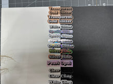 Load image into Gallery viewer, Sticker | 74F | COHO Book Stack | Waterproof Vinyl Sticker | White | Clear | Permanent | Removable | Window Cling | Glitter | Holographic