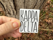 Load image into Gallery viewer, Sorority Sticker | Kappa Delta | KD D | Tall Skinny Stack Lettering | Waterproof Vinyl Sticker | Permanent