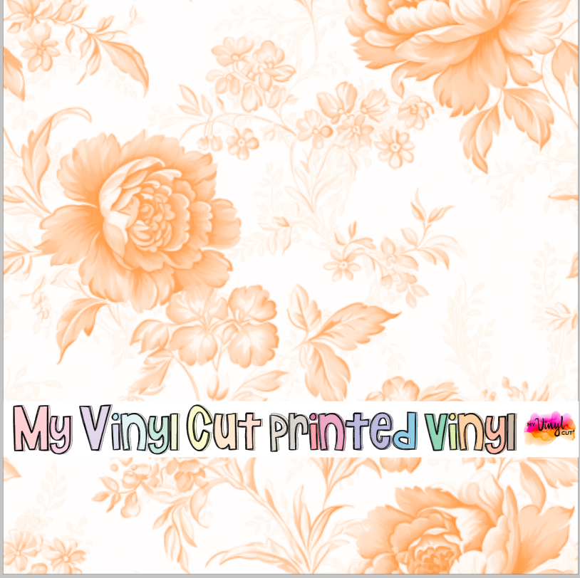 Printed Vinyl & HTV Orange Toile D Patterns 12 x 12 inch sheet