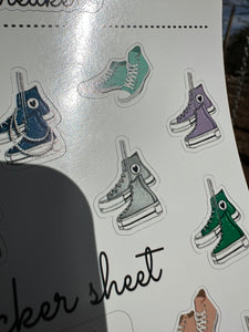 Sticker Sheet | Set 10 | planner stickers | Sneakers | 5 x 7 inch sheet | permanent adhesive | waterproof ink