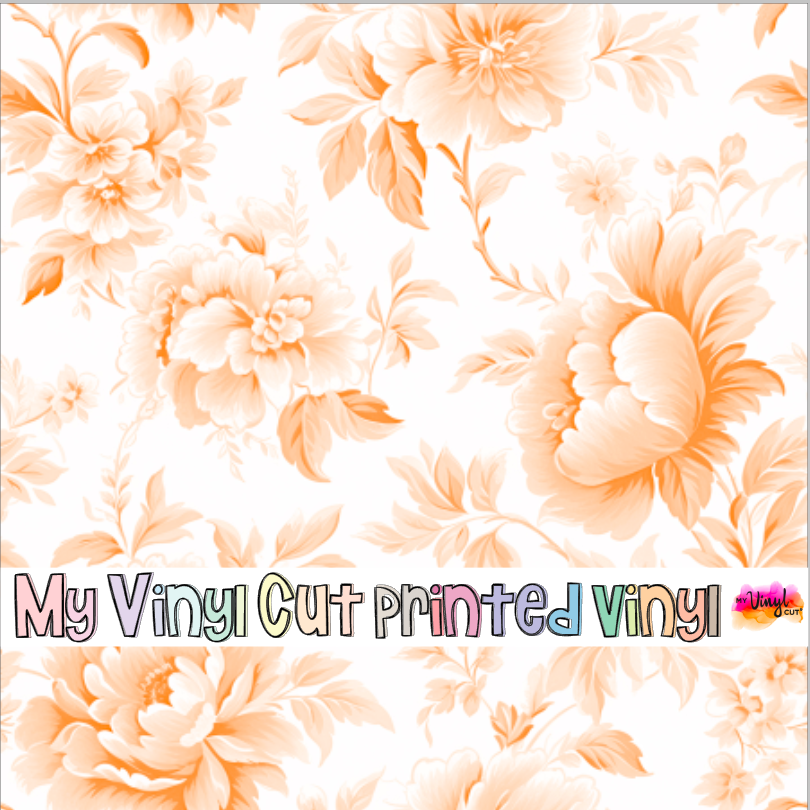 Printed Vinyl & HTV Orange Toile G Patterns 12 x 12 inch sheet