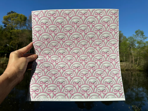 Printed Vinyl & HTV Inflated Pink Puffy Coquette Bow Pattern 12 x 12 inch sheet