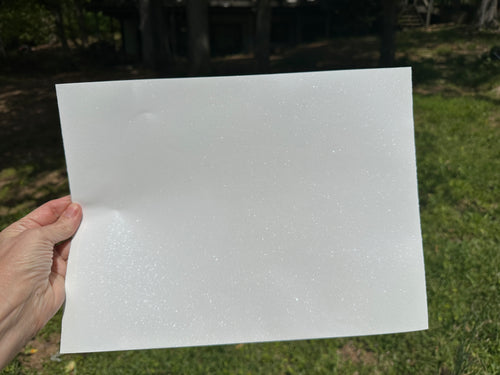 White Vinyl with Silver Glitter Permanent Adhesive Vinyl 12 x 12 inch sheet
