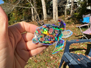 Sticker |75D | SEA TURTLE | Waterproof Vinyl Sticker | White | Clear | Permanent | Removable | Window Cling | Glitter | Holographic