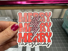 Load image into Gallery viewer, UV DTF Decal 35H Merry Merry Merry Christmas 3 1/2 inches tall or wide