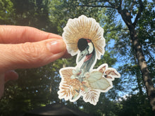 Load image into Gallery viewer, Sticker | 38 | Crowned Crane | Waterproof Vinyl Sticker | White | Clear | Permanent | Removable | Window Cling | Glitter | Holographic
