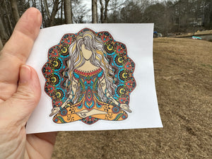 Sticker 7J Yoga Pose Zentangle Mandala Colorful