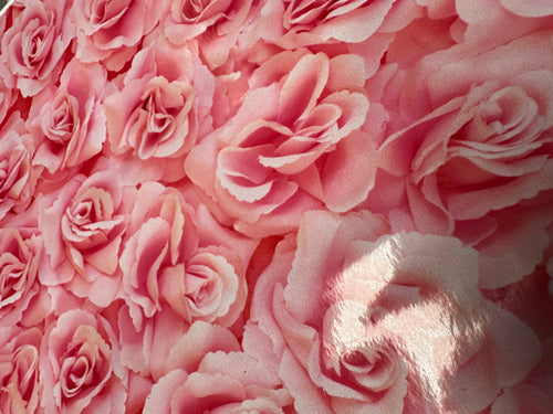 Printed Vinyl Pink Roses Patterns Sheet Permanent Adhesive CLEARANCE