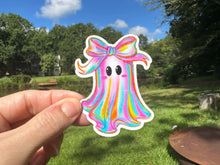 Load image into Gallery viewer, Sticker | Colorful Ghost with Bow | Waterproof Vinyl Sticker | Permanent