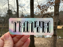 Load image into Gallery viewer, Sticker | Custom Name Sticker | Black Ink | Waterproof Vinyl Sticker | Silver Holographic Metallic