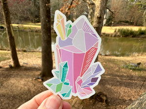 Sticker | 27B | Pastel Crystal | Waterproof Vinyl Sticker | White | Clear | Permanent | Removable | Window Cling | Glitter | Holographic