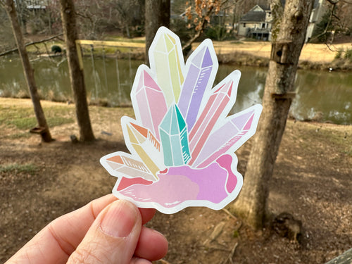 Sticker | 27C | Pastel Crystal | Waterproof Vinyl Sticker | White | Clear | Permanent | Removable | Window Cling | Glitter | Holographic