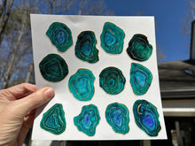 Load image into Gallery viewer, Sticker Sheet Set of Teal Blue Agate Stone Slices