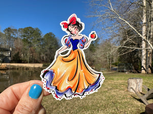 Sticker | 62B | SNOW WHITE | Waterproof Vinyl Sticker | White | Clear | Permanent | Removable | Window Cling | Glitter | Holographic