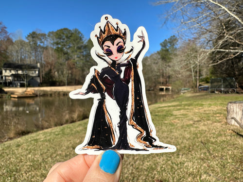 Sticker | 62D | EVIL QUEEN | Waterproof Vinyl Sticker | White | Clear | Permanent | Removable | Window Cling | Glitter | Holographic