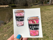 Load image into Gallery viewer, Sticker | 78D | Paris Coffee Cups | Waterproof Vinyl Sticker | White | Clear | Permanent | Removable | Window Cling | Glitter | Holographic