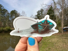 Load image into Gallery viewer, Sticker | 75K | Old Fishing Boat | Waterproof Vinyl Sticker | White | Clear | Permanent | Removable | Window Cling | Glitter | Holographic