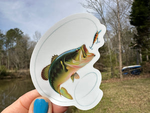 Sticker | 75L | Fish and Lure | Waterproof Vinyl Sticker | White | Clear | Permanent | Removable | Window Cling | Glitter | Holographic