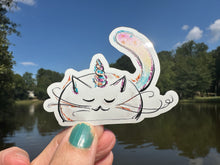 Load image into Gallery viewer, Sticker | 44D | Unicorn Cat | Waterproof Vinyl Sticker | White | Clear | Permanent | Removable | Window Cling | Glitter | Holographic