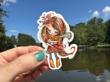 Load image into Gallery viewer, Sticker 28A Fall Market Girl with Brown Straight Hair