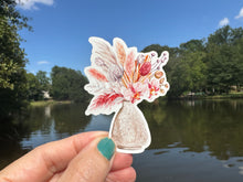 Load image into Gallery viewer, Sticker | 37B | Beige Flowers in Vase | Waterproof Vinyl Sticker | White | Clear | Permanent | Removable | Window Cling | Glitter | Holographic