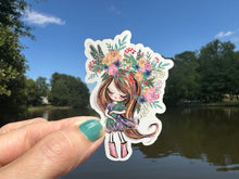 Load image into Gallery viewer, Sticker 3A Garden Girl with Straight Brown Hair