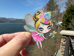 Sticker | 12D | Colorful Fairy | Waterproof Vinyl Sticker | White | Clear | Permanent | Removable | Window Cling | Glitter | Holographic