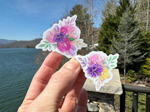 Sticker | 12O | Colorful Fairy Flowers | Waterproof Vinyl Sticker | White | Clear | Permanent | Removable | Window Cling | Glitter | Holographic