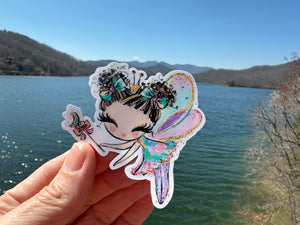 Sticker | 12B | Colorful Fairy | Waterproof Vinyl Sticker | White | Clear | Permanent | Removable | Window Cling | Glitter | Holographic