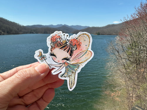 Sticker | 11H | Fall Fairy | Waterproof Vinyl Sticker | White | Clear | Permanent | Removable | Window Cling | Glitter | Holographic